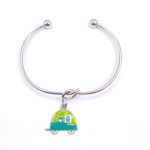 Silver Knot Cuff Bracelet Enamel Camper Charm Bracelet